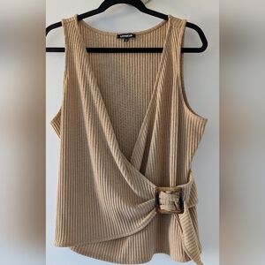 Express Sleeveless Tan Belted Knit XL